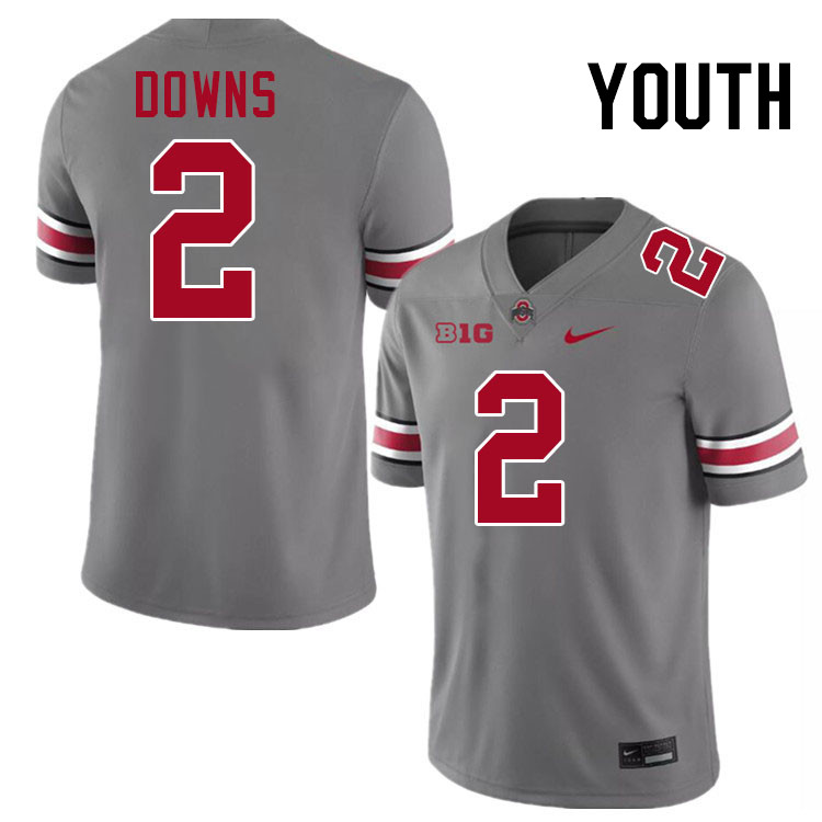 Ohio State Buckeyes Caleb Downs Youth #2 Authentic Grey College Football Jersey 2404UWOI2